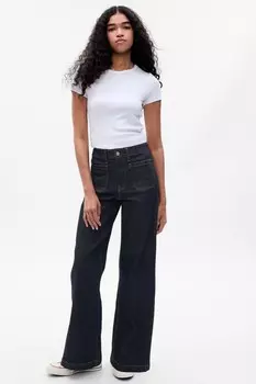 Джинсы Stride с высокой талией и широкими штанинами Gap, синий