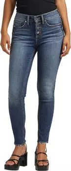 Джинсы Suki Mid-Rise Skinny Jeans L93151ECF472 Silver Jeans Co., цвет Indigo
