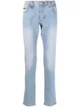 Джинсы Super Straight-cut с эффектом потертости Philipp Plein, синий