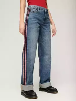 Джинсы Superdry Stripe Contrast Mid Rise Wide Leg, цвет fulton vintage blue