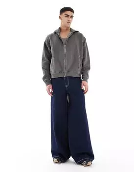 Джинсы суперширокого кроя с контрастной строчкой цвета индиго ASOS DESIGN
