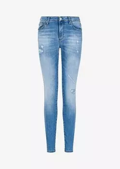 Джинсы суперскинни J69 из денима стрейч с завышенной талией Armani Exchange, синий