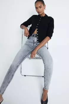 Джинсы суперскинни с высокой посадкой River Island, серый