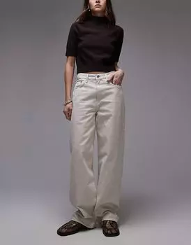 Джинсы свободного кроя ARKET Coral с высокой талией в цвете «кремовый»