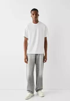 Джинсы свободного кроя BAGGY Bershka, светло-серый