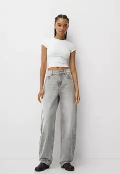 Джинсы свободного кроя BALLOON Bershka, светло-серый
