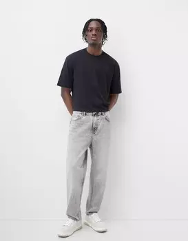 Джинсы свободного кроя Bershka, серый