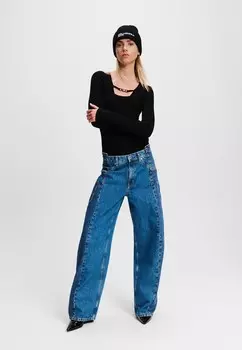 Джинсы свободного кроя DECONSTRUCTED MID-RISE BAGGY Karl Lagerfeld Jeans, синий деним
