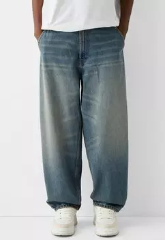 Джинсы свободного кроя FADED-EFFECT SKATER Bershka, цвет blue grey