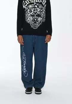 Джинсы свободного кроя FLAMING SKULL Ed Hardy, синий деним