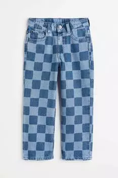 Джинсы свободного кроя H&M Checked, светло-голубой (Размер Рост 140 см)