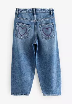 Джинсы свободного кроя HEART EMBROIDERED BALLOON Next, синий деним