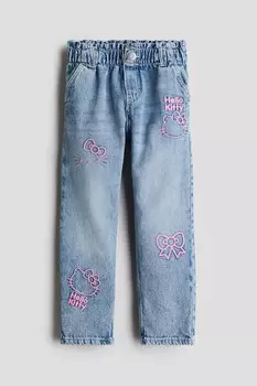 Джинсы свободного кроя из бумажного пакета H&M, синий