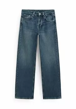 Джинсы свободного кроя MID-RISE WIDE-FULL LENGTH Massimo Dutti, синий деним