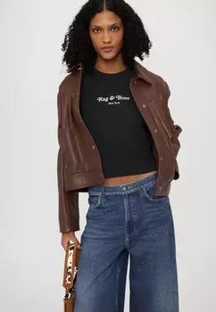 Джинсы свободного кроя MIRAMAR SOFIE HIGH RISE ANKLE WIDE LEG rag & bone, темно-синий деним