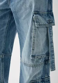 Джинсы свободного кроя MULTI Bershka, светло-голубой деним