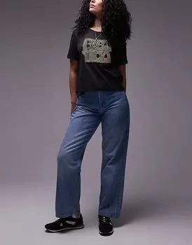 Джинсы свободного кроя прямого кроя со средней посадкой «песочные часы» синего цвета Topshop
