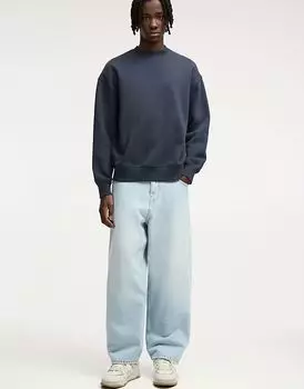 Джинсы свободного кроя Pull&Bear светло-голубого цвета
