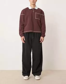 Джинсы свободного кроя с эластичной талией черного цвета ASOS DESIGN