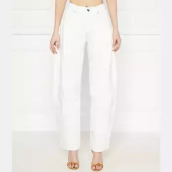 Джинсы свободного кроя с баской и вышивкой Pinko, белый