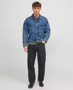 Джинсы свободного кроя с коклюшками спереди и сзади у мужчин Jack & Jones, чёрный