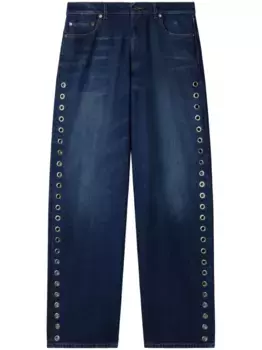 Джинсы свободного кроя с люверсами OFF-WHITE, синий