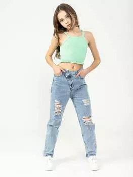 Джинсы свободного кроя с перекрестными пуговицами для девочек Noizz, синий