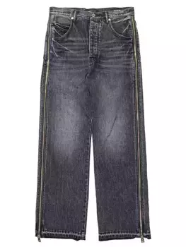 Джинсы свободного кроя с полной боковой молнией Purple Brand, черный