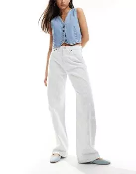 Джинсы свободного кроя с высокой посадкой Abercrombie & Fitch в синюю полоску