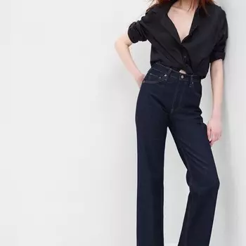 Джинсы свободного кроя с высокой посадкой Gap, синий