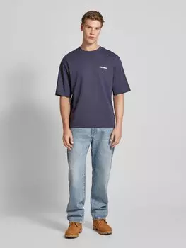 Джинсы свободного кроя с застежкой на пуговицы REVIEW, синий