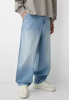 Джинсы свободного кроя SKATER Bershka, цвет Light Blue Denim