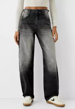 Джинсы свободного кроя WIDE BALLOON CARPENTER Bershka, черный деним