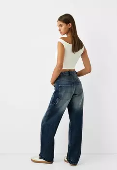 Джинсы свободного кроя WIDE BALLOON CARPENTER Bershka, синий