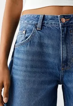 Джинсы свободного кроя WIDE-LEG Bershka, темно-синий