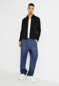 Джинсы свободного кроя WORKER KNEE PATCH Denim Project, темно-синий деним