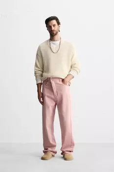 Джинсы свободного кроя ZARA, розовый
