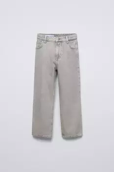 Джинсы свободного кроя ZARA, жемчужно-серый
