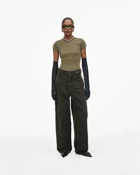 Джинсы свободного покроя с потертостями и монограммой Marc Jacobs, цвет Kelp/Black