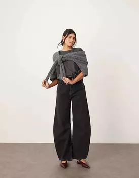 Джинсы Sydney denim с высокой талией и бочкообразным кроем черного цвета ASOS EDITION