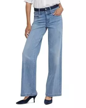 Джинсы Teresa Wide Leg с контрастным двойным поясом в цвете Santiago Sea NYDJ, синий