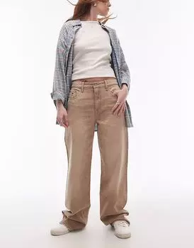 Джинсы Tommy Jeans Mia средней посадки, свободные, прямые, коричневого цвета