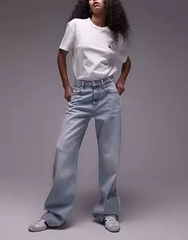 Джинсы Tommy Jeans Mia свободного кроя прямого кроя со средней посадкой и потертыми швами, ультралегкая стирка