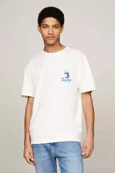 Джинсы Tommy стандартного кроя подходят к веселой новой футболке унисекс Tommy Jeans, белый