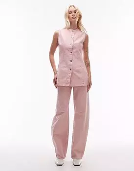 Джинсы Topshop Barrel средней посадки розового цвета