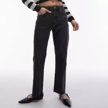 Джинсы Topshop Cropped Mid Rise Straight, черный