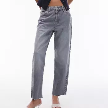 Джинсы Topshop Cropped Mid Rise Straight, серо-голубой