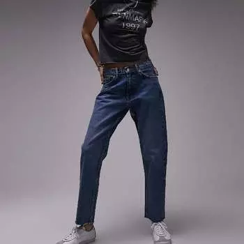 Джинсы Topshop Cropped Mid Rise Straight, темно-синий