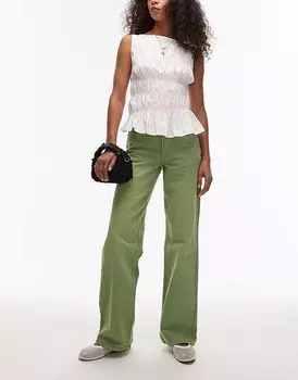 Джинсы Topshop Ember с низкой посадкой и широкими штанинами цвета лайм