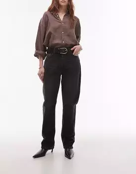 Джинсы Topshop Kort прямого кроя с высокой талией, черного цвета